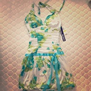 White Floral Halter Dress